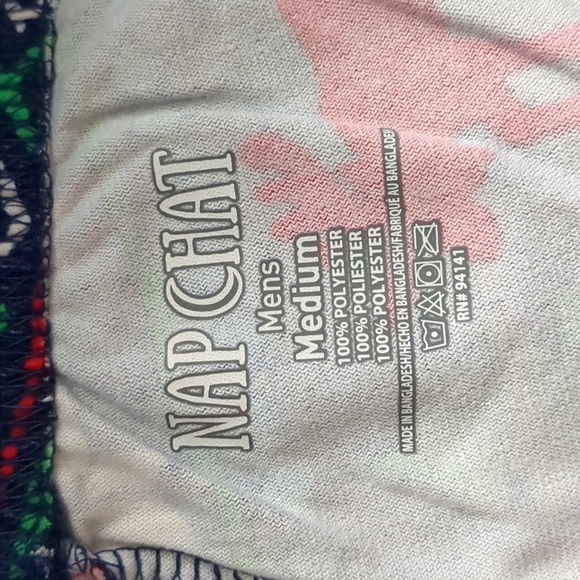 Nap Chat Dark Blue Reindeer and Snowflakes Red and Green Christmas Pajamas Set - Picture 4 of 5